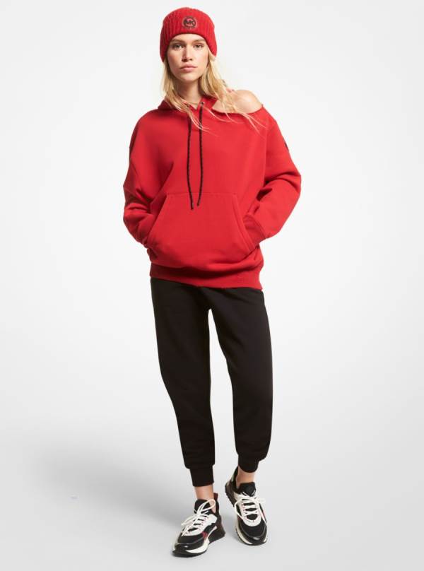 Damske Mikiny S Kapucňou Michael Kors Organic Cotton Blend Cutout Červené - Oblecenie Michael Kors Obchod | JENQY-6805